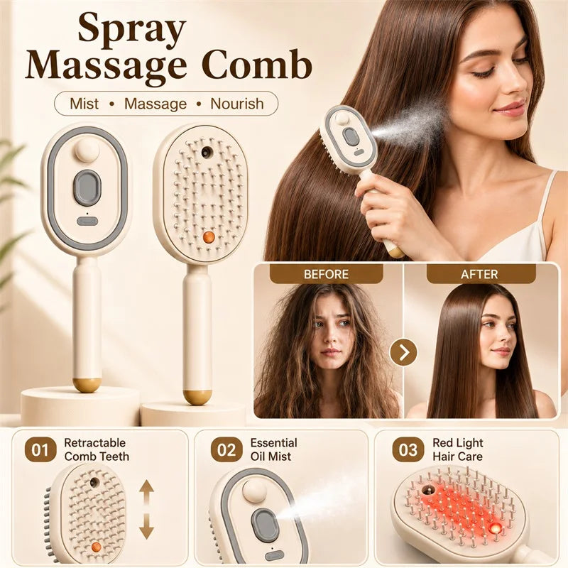 Brosse vapeur 3-en-1 – Massage & Spray