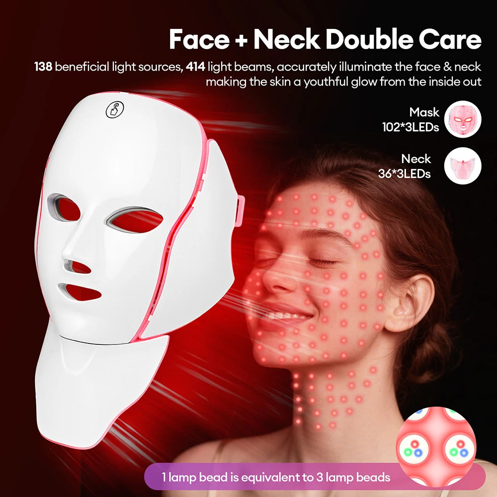 Masque LED visage 7 couleurs – Soin anti-âge