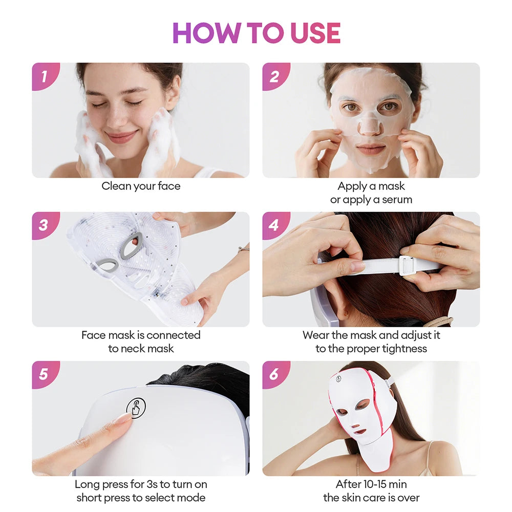 Masque LED visage 7 couleurs – Soin anti-âge