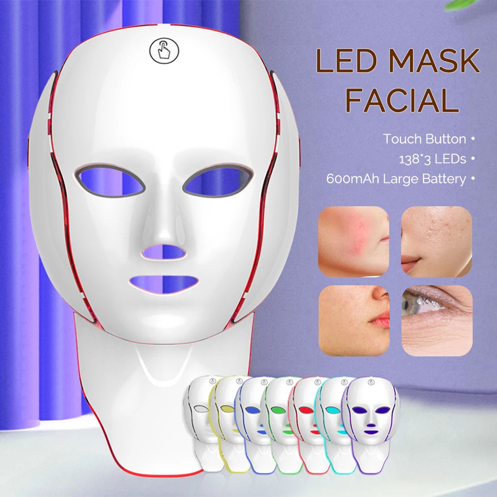 Masque LED visage 7 couleurs – Soin anti-âge