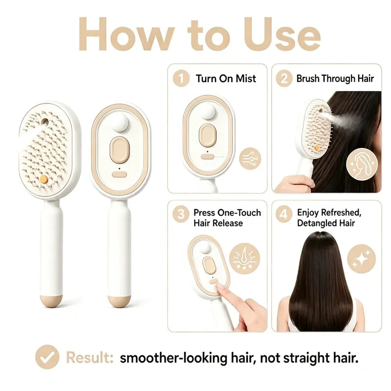 Brosse vapeur 3-en-1 – Massage & Spray