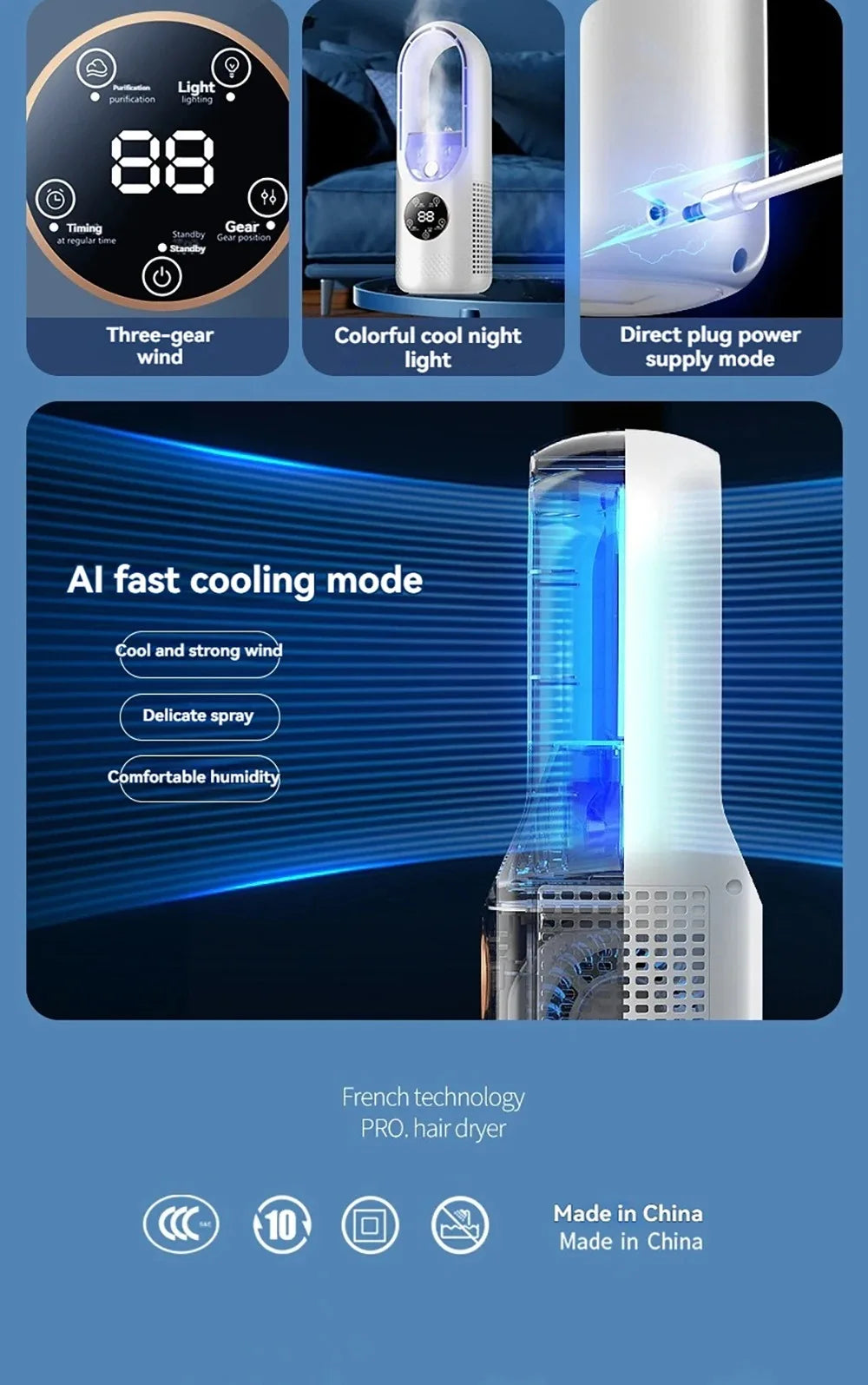 Mini climatiseur humidificateur – 6 vitesses